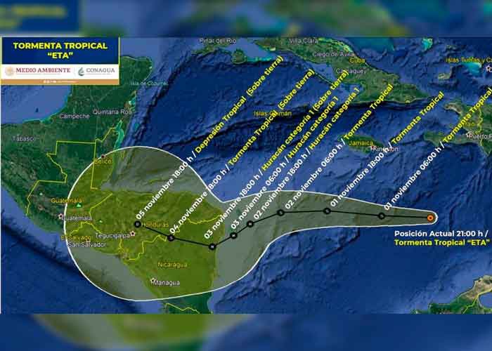 La tormenta tropical «ETA» se formó cerca de Quintana Roo, México