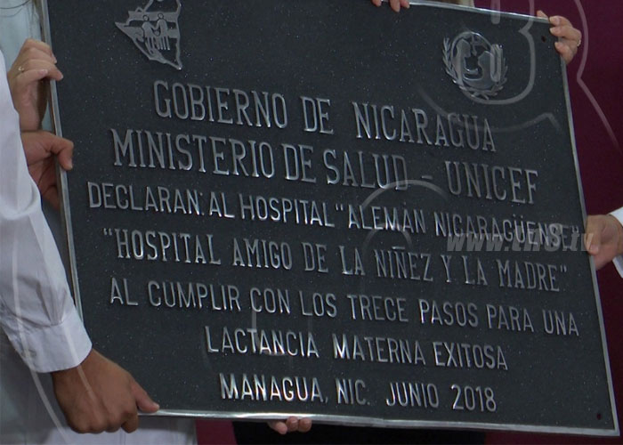 nicaragua, hospital aleman, unicef, reconocimiento, salud, madres, lactancia materna,
