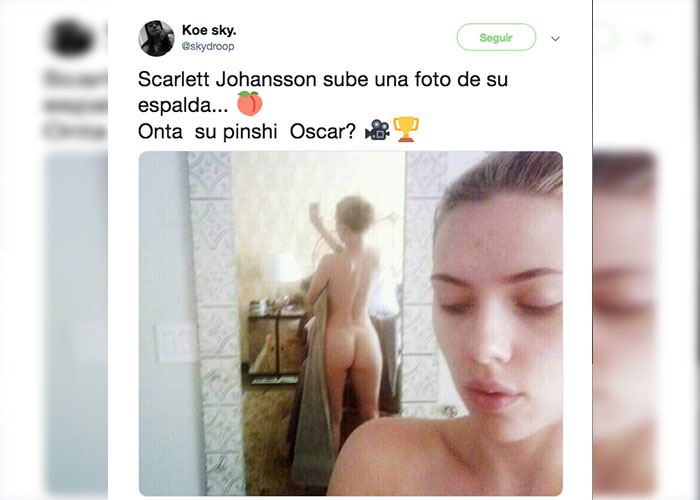 Filtran nueva foto de Scarlett Johansson desnuda y frente al espejo.