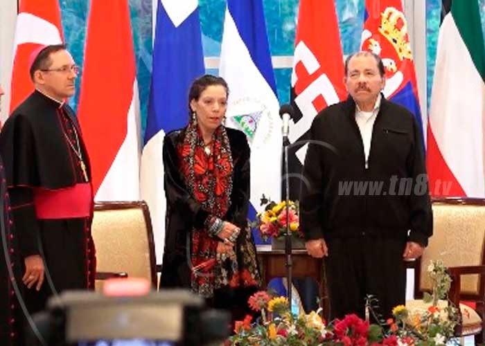 Comandante Daniel Ortega recibe las cartas credenciales de 19 embajadores en Nicaragua