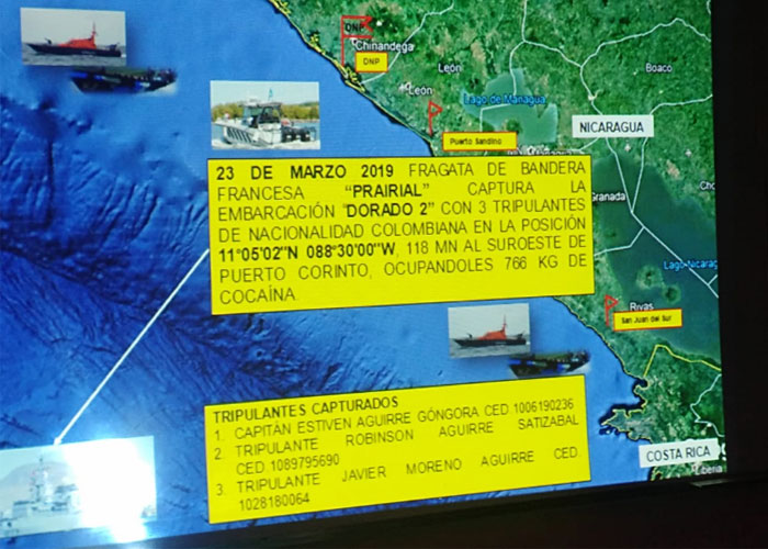 nicaragua, fuerza naval, narcotrafico, captura, embarcacion, orion 3,
