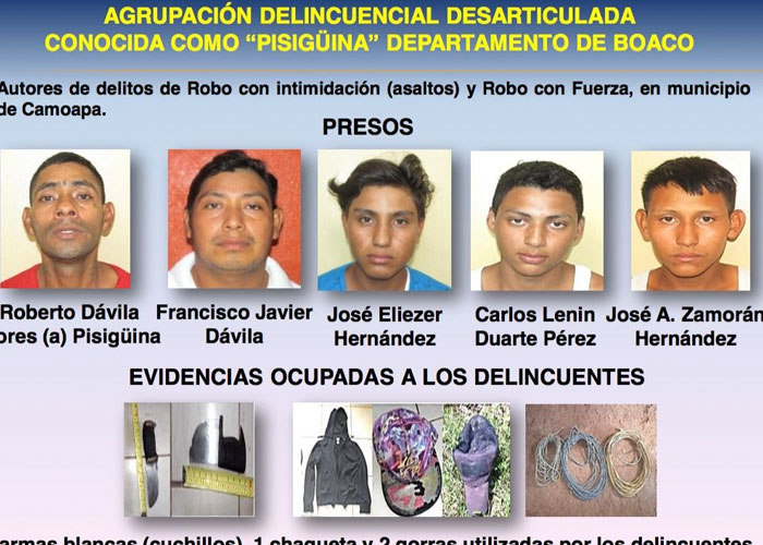 nicaragua, pisiguina, agrupacion delincuencial, policia nacional, robo,
