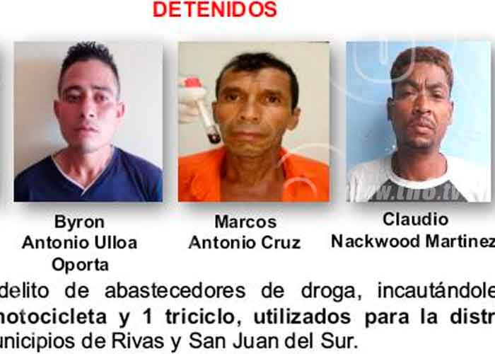 Foto: Personas detenidas por diferentes delitos en Rivas/TN8