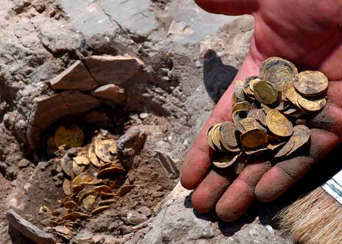 ciencia, tesoro, israel, monedas de oro, arqueologos