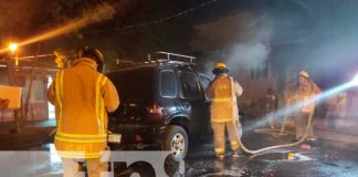 nicaragua, managua, incendio en vehículo, villa progreso,