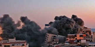 gaza, colapso, edificio, videos, redes sociales, ataque aereo,