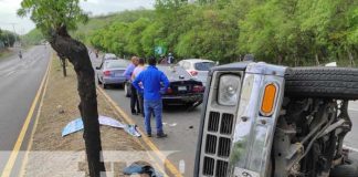 nicaragua, accidente, carretera nueva a leon, vuelco, camioneta,