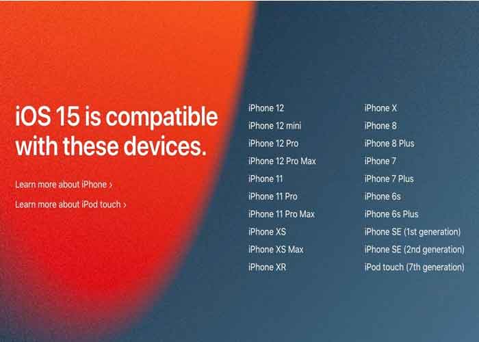 iOS 15, iPhone, Apple, Dispositivos compatibles