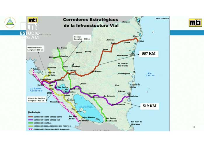 nicaragua, red vial, carreteras, construccion, mti,