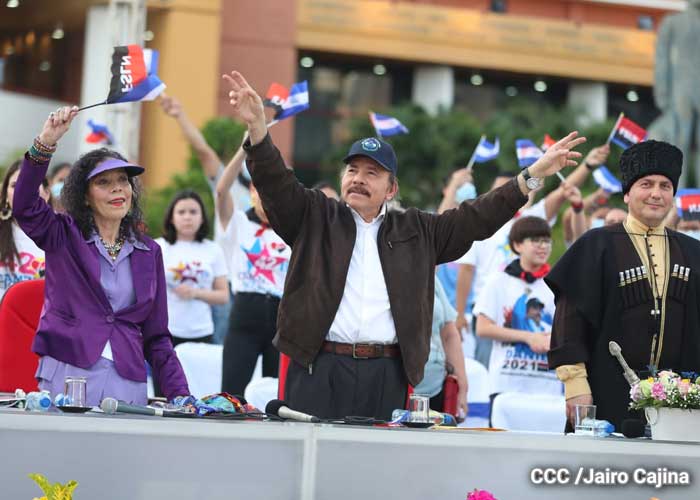 Presidente Daniel Ortega, en acto por la celebración del 42/19 en Nicaragua