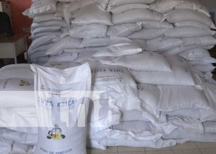 Productores de Ometepe que reciben bonos de arroz