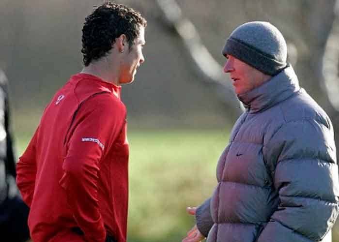 Cristiano Ronaldo junto con ex entrenador Sir Alex Ferguson