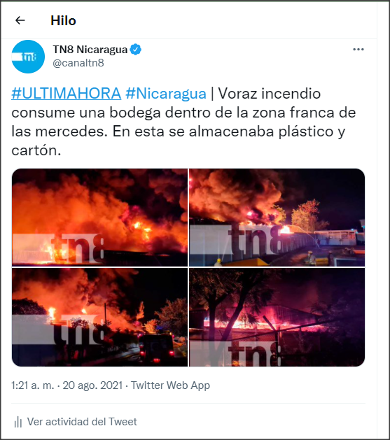 Incendio en Zona Franca las Mercedes 