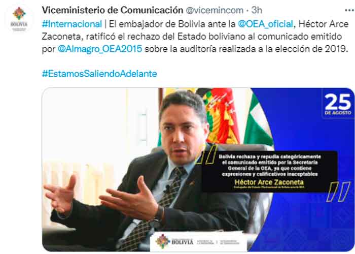 Denuncian nueva injerencia de Luis Almagro en asuntos internos de Bolivia