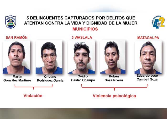 Delincuencia capturada en Matagalpa gracias a la Policía Nacional