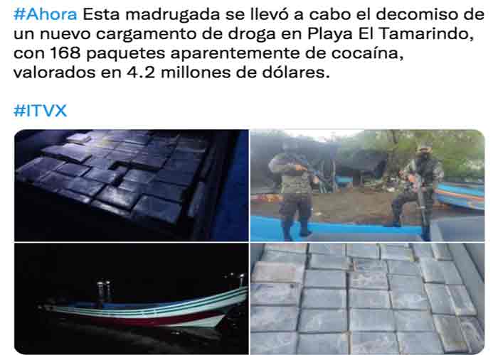 El Salvador: Fuerza Naval localiza lancha con 4.2 millones de droga