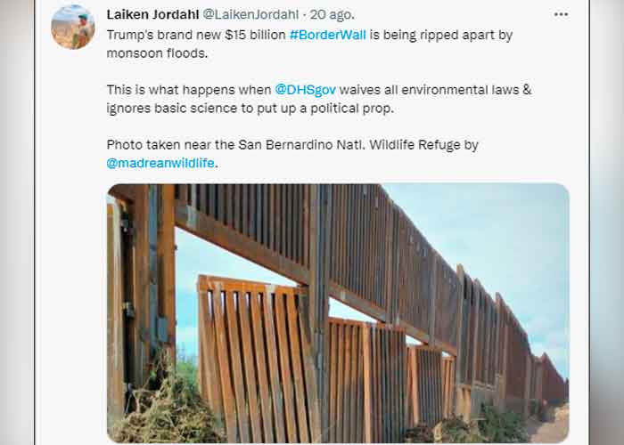 Lluvias monzónicas causan daños en el muro fronterizo de EE.UU.