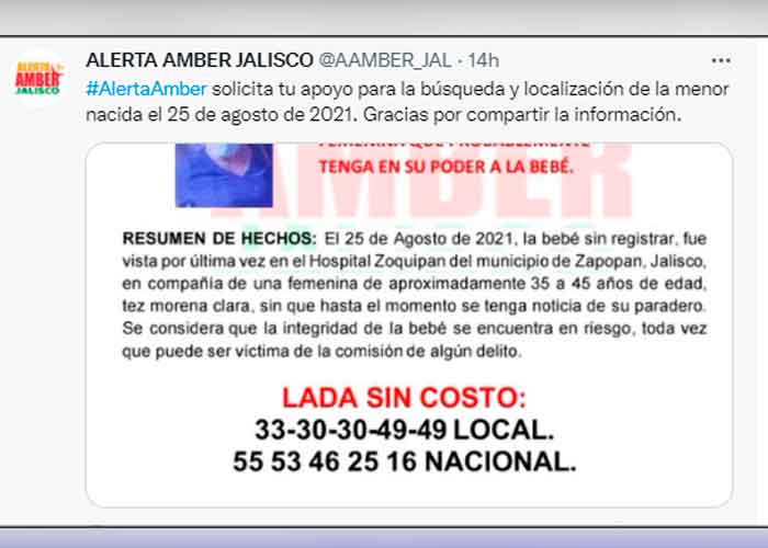 Alerta amber tras el robo de un bebé en un hospital mexicano