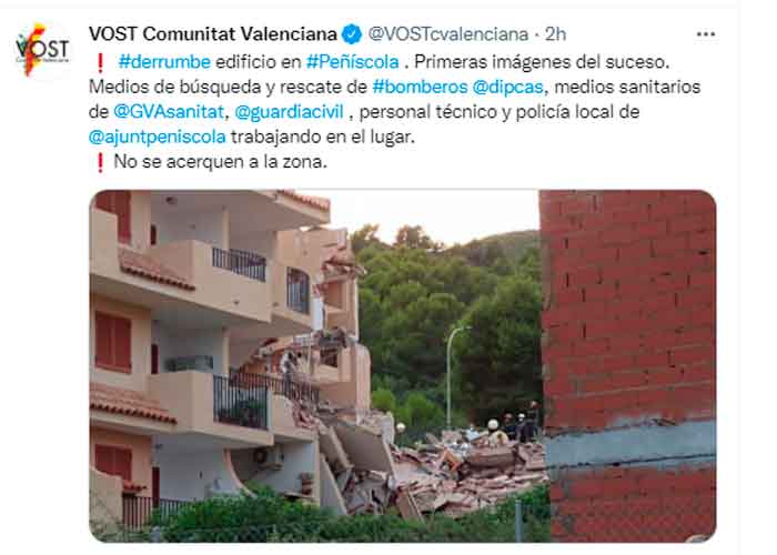 Edificio de tres plantas se derrumba en España