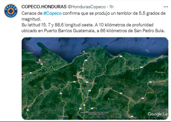 Sismo de magnitud 5.2 sacude Honduras