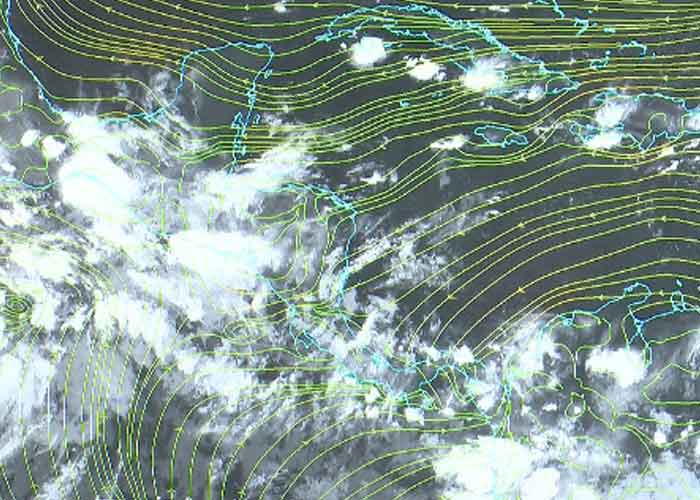 Proyección del clima en la región de Nicaragua con posibilidades de lluvias