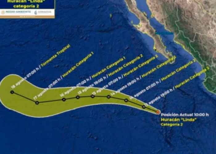 "Linda" se fortalece a un huracán categoría 2 en el Pacífico mexicano
