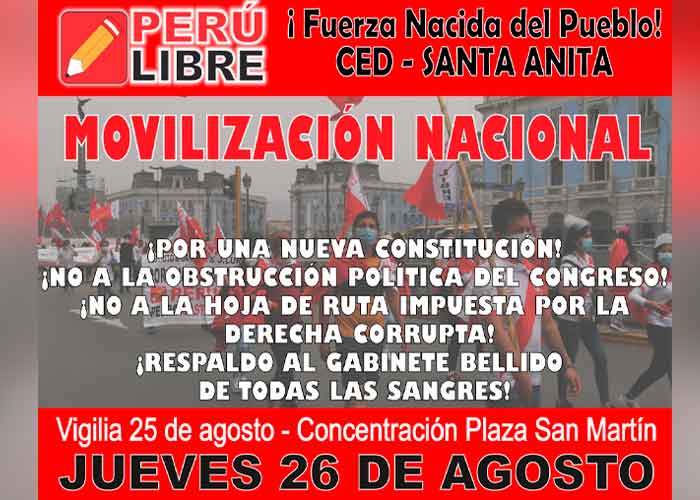 Convocatoria a movilización del Partido Libre de Perú