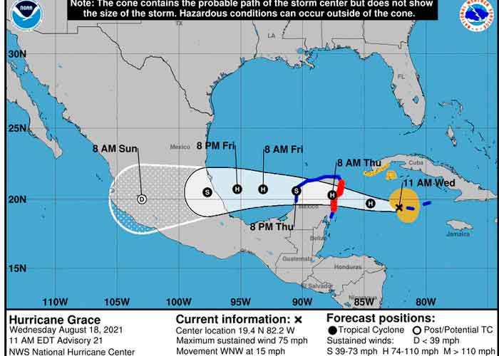 desplazamiento del huracán Grace