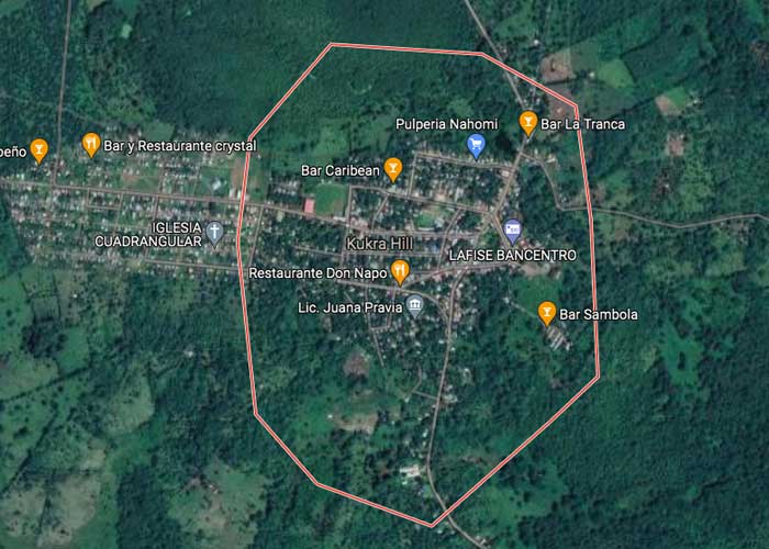  Imagen de satélite donde ocurrió un homicidio en Kukra Hill