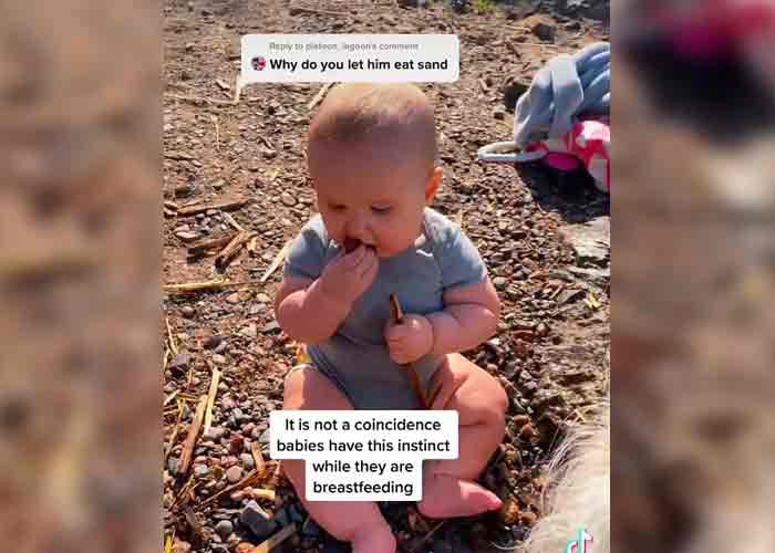 Viral en TikTok: Madre filma a su bebé masticando arena y piedras