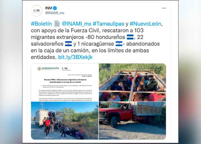 Rescatan a 80 migrantes hondureños abandonados en un camión en México