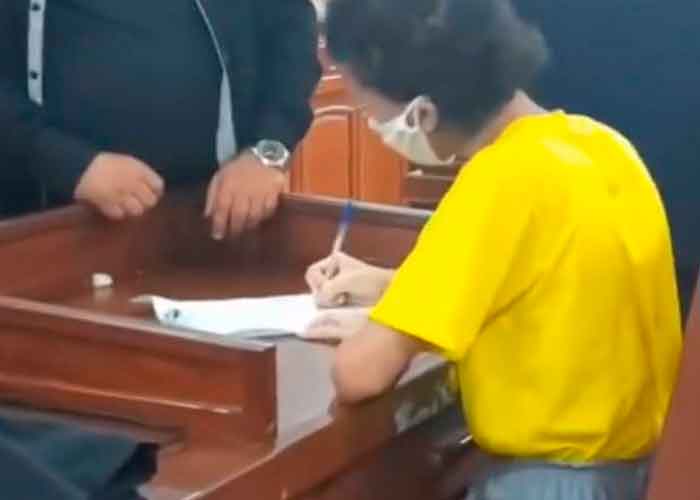 Millena Iris Santos da Paixão, esta firmando la sentencia de 29 años