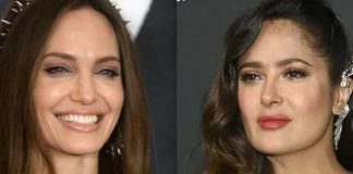 Angelina Jolie le estrella pastel en la cara a Salma Hayek