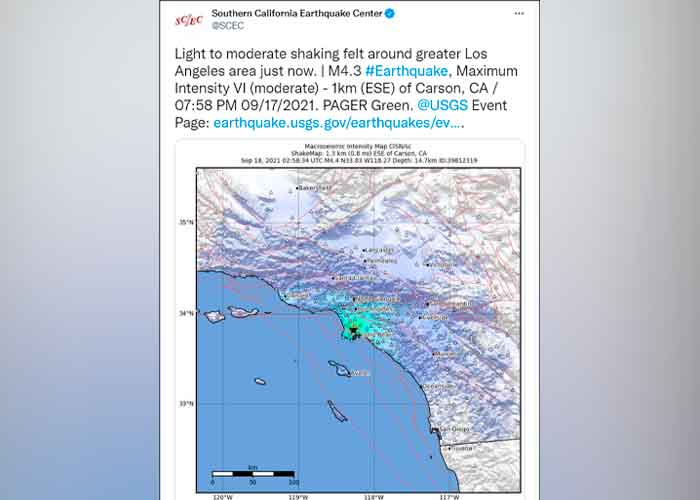 Sismo de magnitud 4.3 sacude Los Ángeles