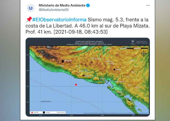  Fuerte sismo sacude al territorio de El Salvador