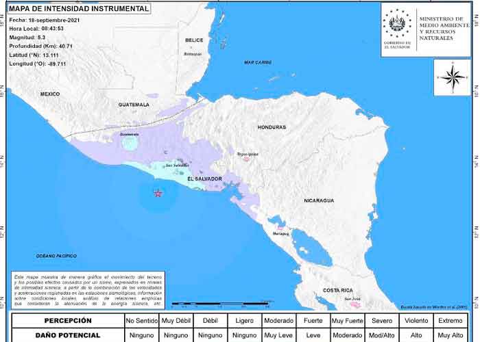 Fuerte sismo sacude al territorio de El Salvador.