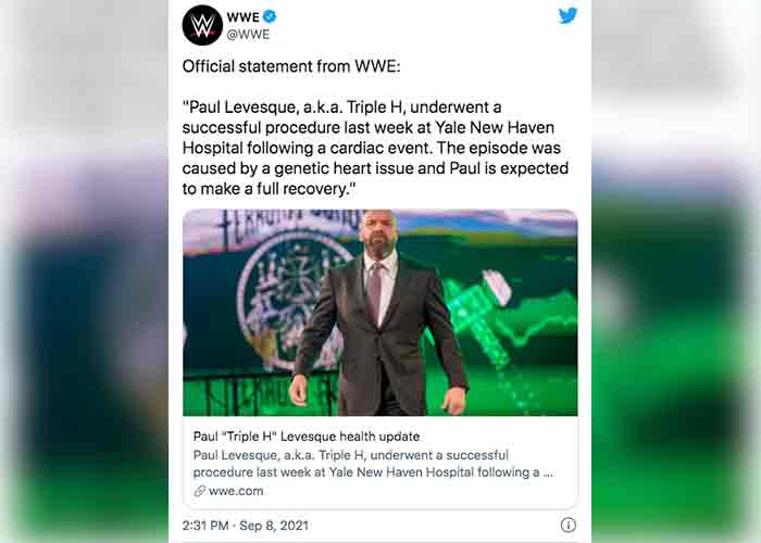 La leyenda de la WWE, “Triple H”, es operado de emergencia
