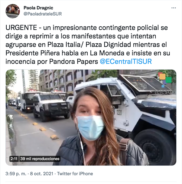 Carabineros protestan contra Piñera en Chile 