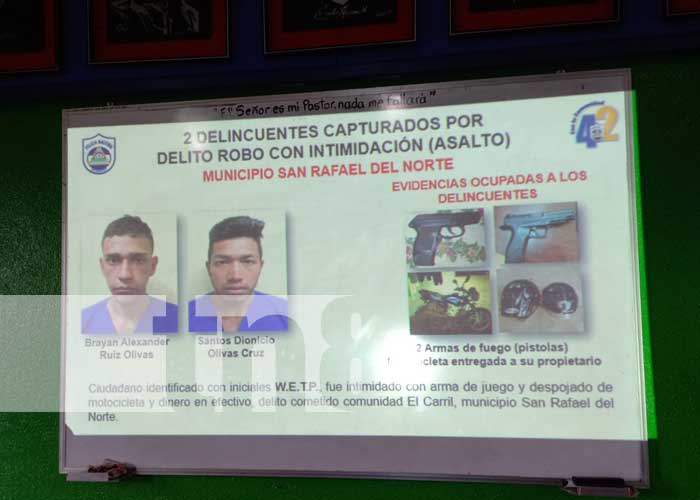Delincuentes detenidos gracias a operativos policiales en Jinotega