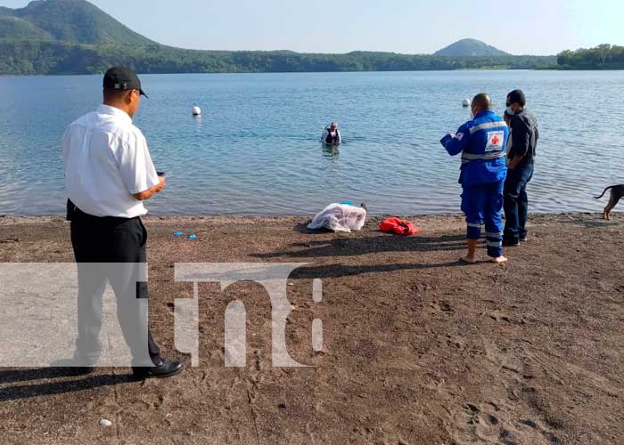Lugar donde un joven murió por sumersión en la Laguna de Xiloá, Managua