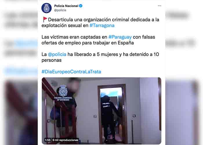Desarticulada una red criminal que explotaba sexualmente a mujeres en España