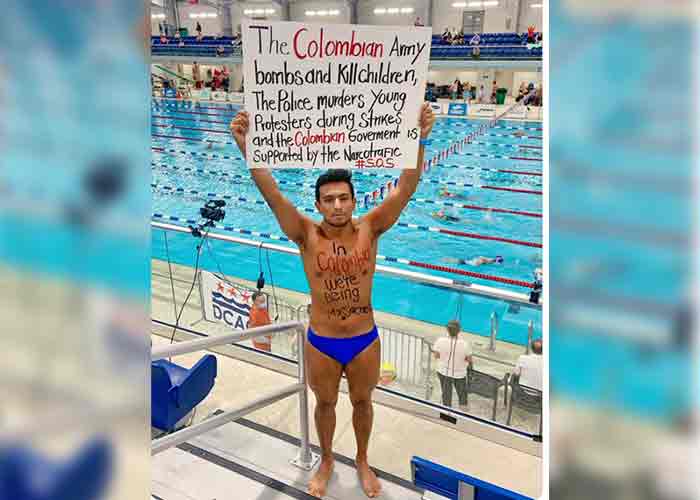Nadador protesta contra el Gobierno de Duque y su tuit se hace viral