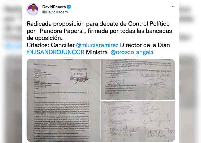 Congreso colombiano abrirá el debate sobre los Pandora Papers
