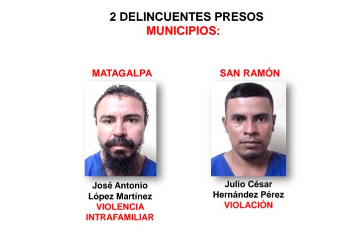 Presos capturados por la Policía Nacional en Matagalpa