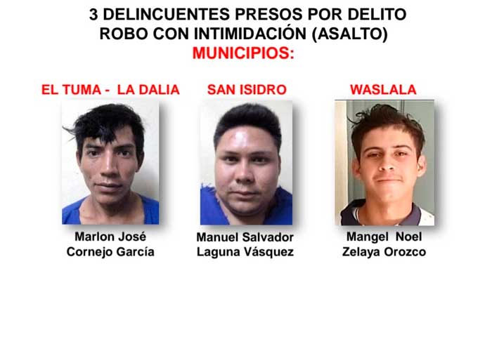Foto: Presos capturados por la Policía Nacional en Matagalpa / Cortesía