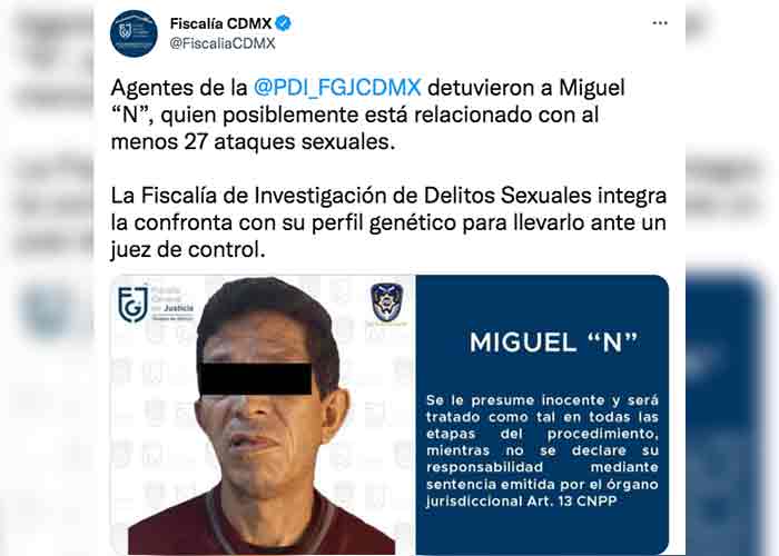 México: Arrestan a violador serial que agredió a 27 mujeres