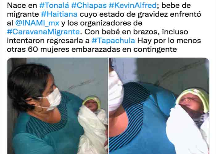 Nace bebé durante caravana migrante en el sureste de México