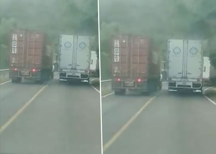"Quedó para contarlo", furgonero invade carril a bus en la cuesta Cucamonga 