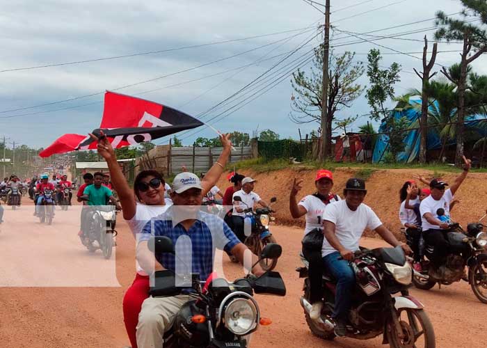 Caravana de celebración del FSLN en el Caribe Norte de Nicaragua