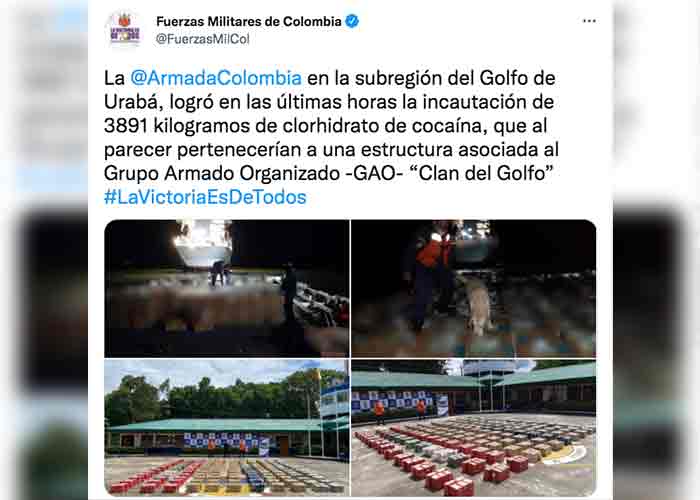 Incautan en Colombia 3,8 toneladas de cocaína que serían enviadas a Alemania